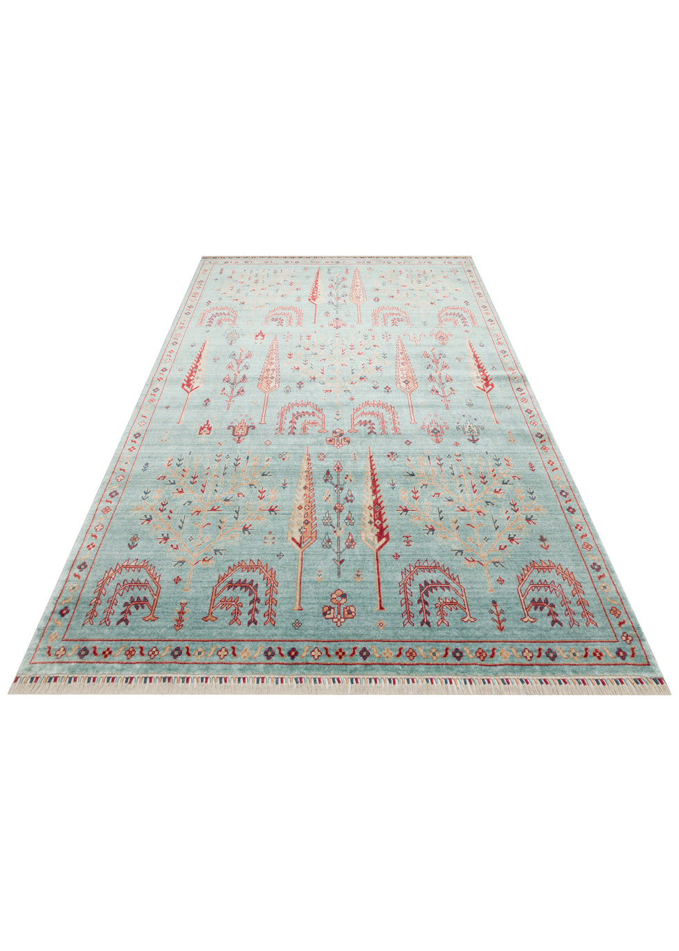 ZARA ZR 22 TURQUOISE  Otantik Desenli Özel Hav Vermeyen ve Kolay Temizlenebilir Tensel Kullanılarak El Emeği ile Özel Tezgahlarda Üretilen Modern Uşak Halısı