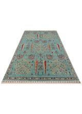 ZARA ZR 22 TURQUOISE  Otantik Desenli Özel Hav Vermeyen ve Kolay Temizlenebilir Tensel Kullanılarak El Emeği ile Özel Tezgahlarda Üretilen Modern Uşak Halısı