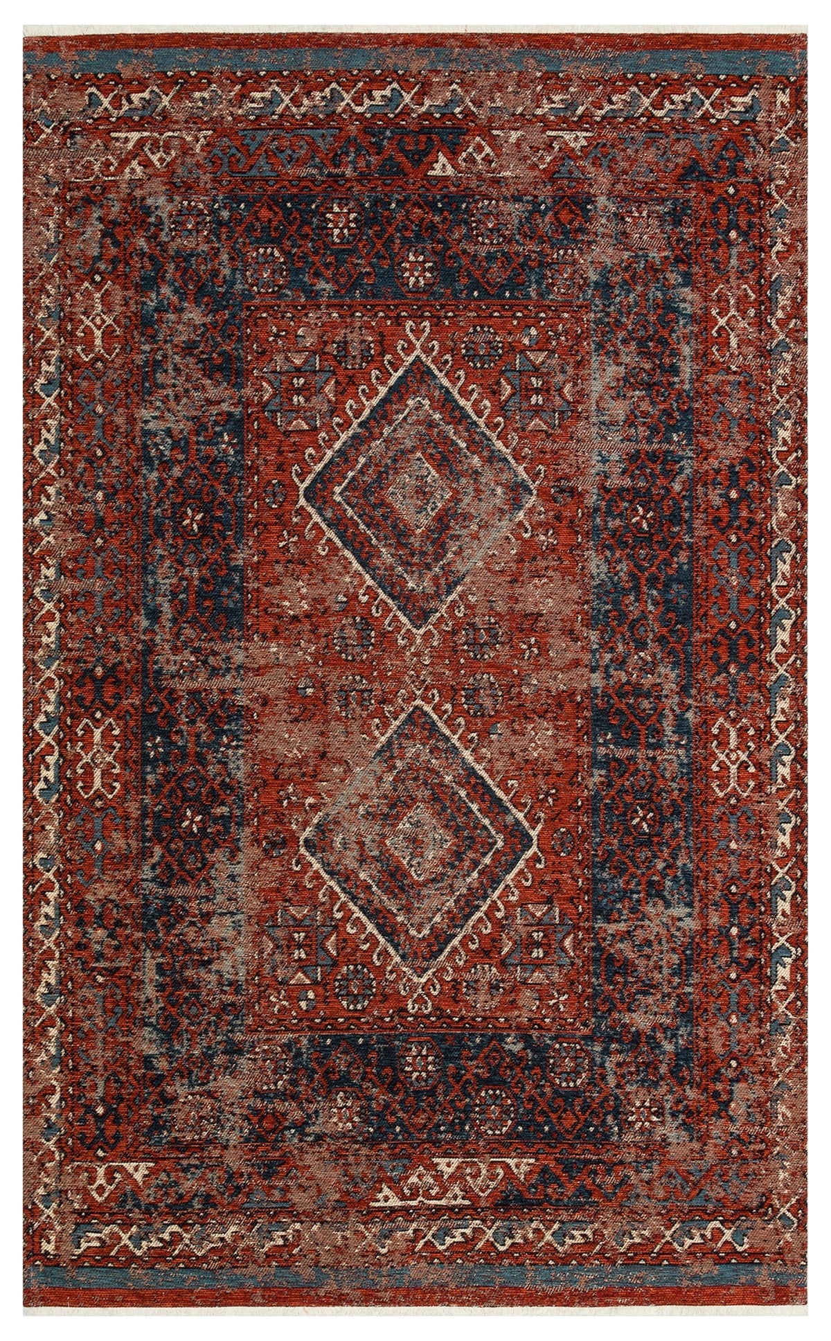 ANADOLU KILIM AND 02 MULTY  Geleneksel Anadolu Motifli Yıkanabilir Kaymaz Tabanlı Şönil Dokuma Halı