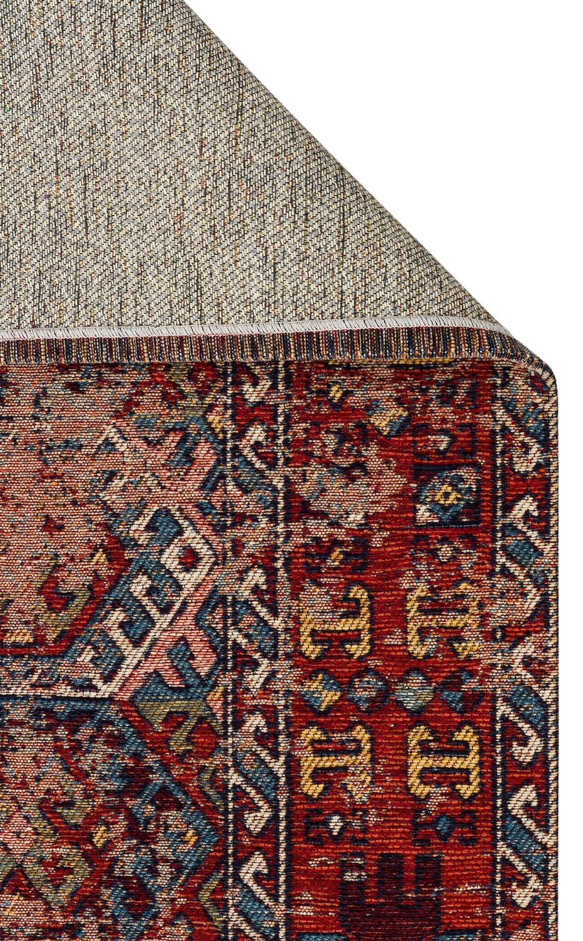 ANADOLU KILIM AND 03 MULTY  Geleneksel Anadolu Motifli Yıkanabilir Kaymaz Tabanlı Şönil Dokuma Halı
