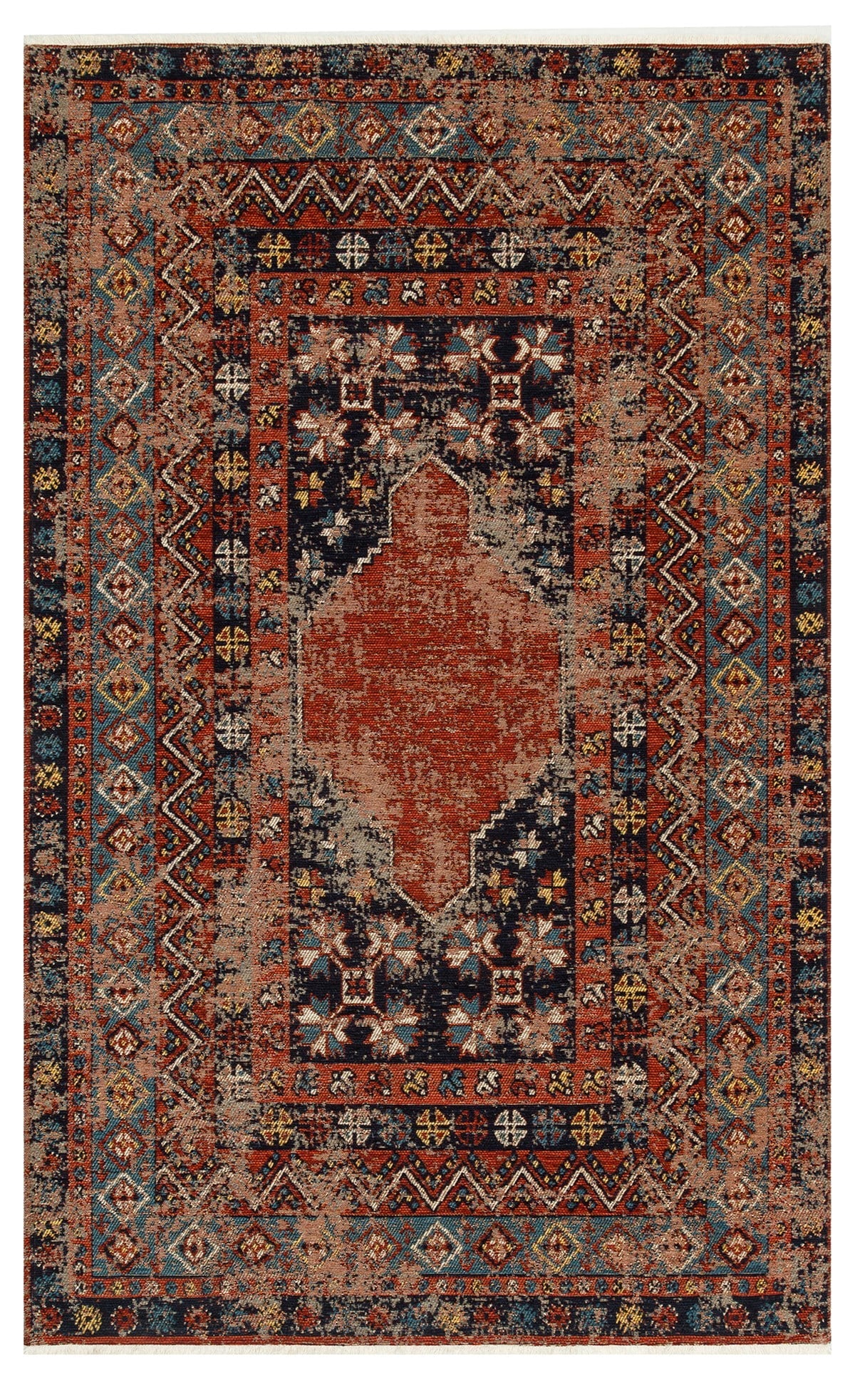 ANADOLU KILIM AND 04 MULTY  Geleneksel Anadolu Motifli Yıkanabilir Kaymaz Tabanlı Şönil Dokuma Halı