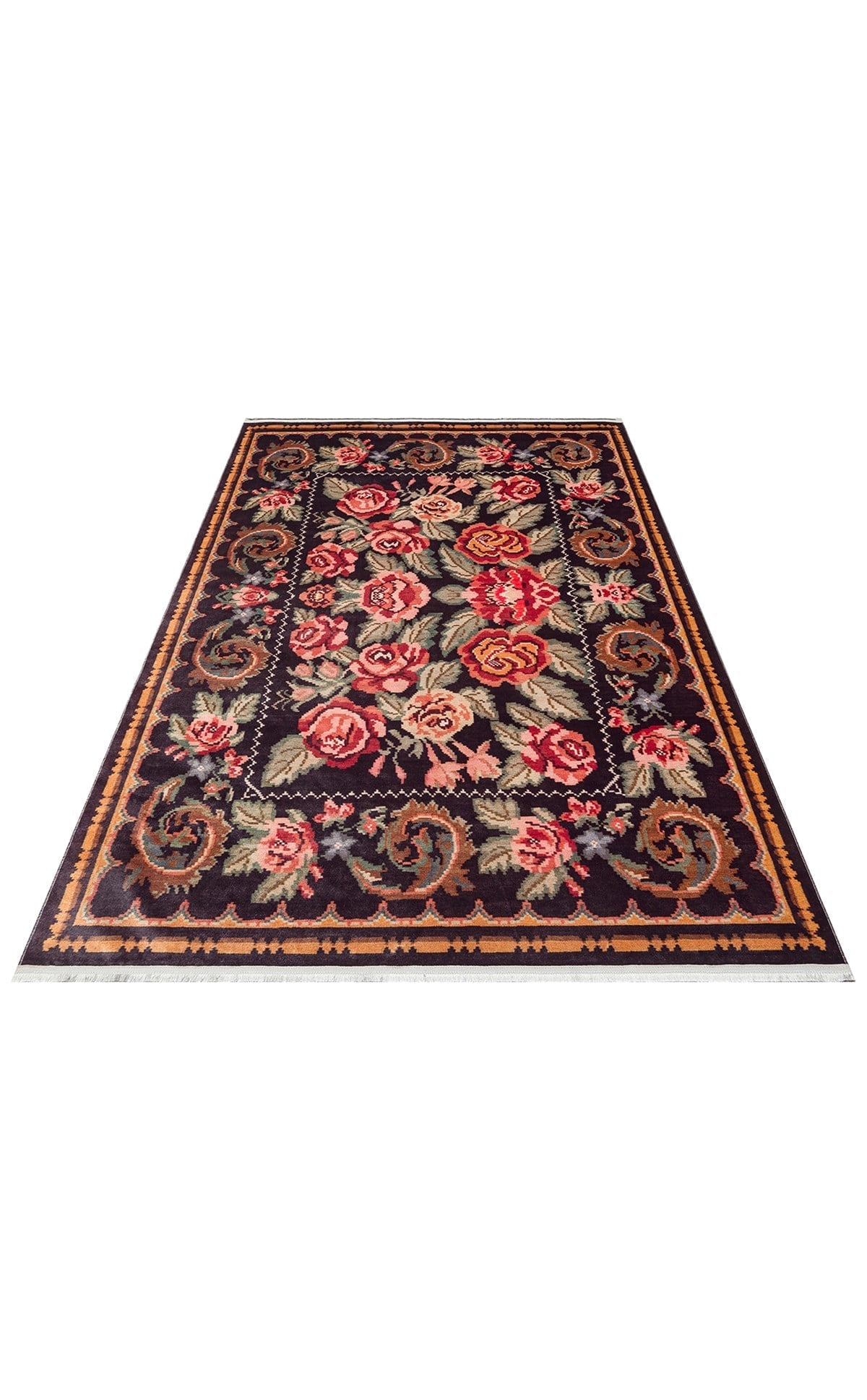 ANTIQUE ATK 02 BLACK  Kolay kullanımlı Kaymaz Karabağ ve Antik Desenlere Sahip Yıkanabilir Makine Halısı