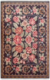 ANTIQUE ATK 02 BLACK  Kolay kullanımlı Kaymaz Karabağ ve Antik Desenlere Sahip Yıkanabilir Makine Halısı