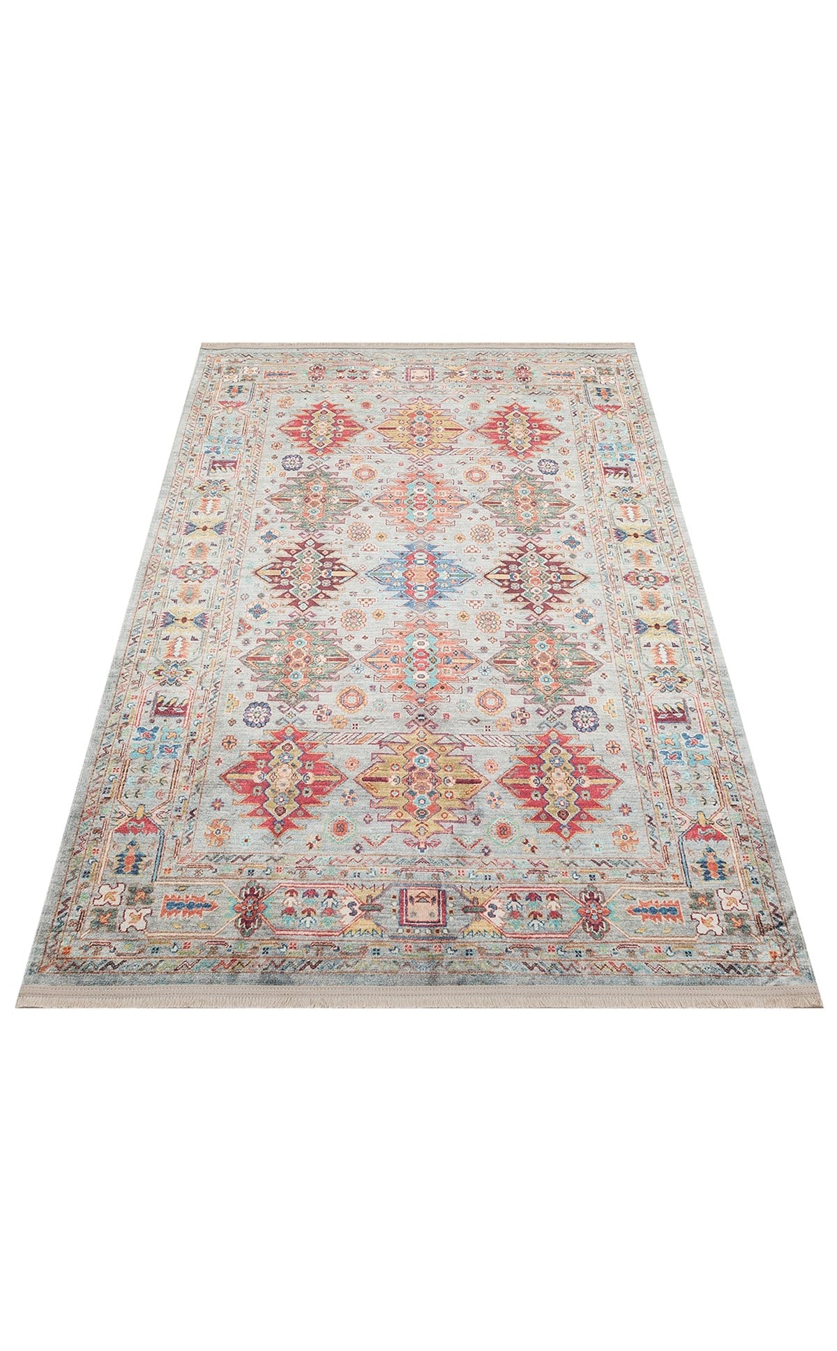 ANTIQUE ATK 06 AQUA  Kolay kullanımlı Kaymaz Karabağ ve Antik Desenlere Sahip Yıkanabilir Makine Halısı