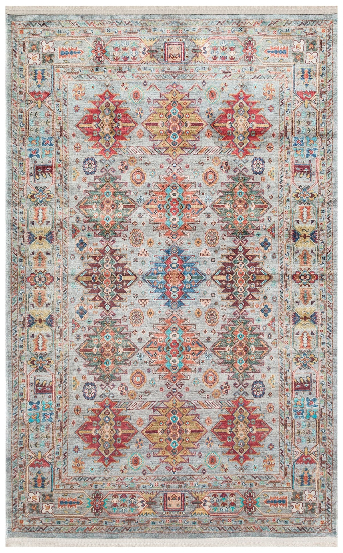 ANTIQUE ATK 06 AQUA  Kolay kullanımlı Kaymaz Karabağ ve Antik Desenlere Sahip Yıkanabilir Makine Halısı