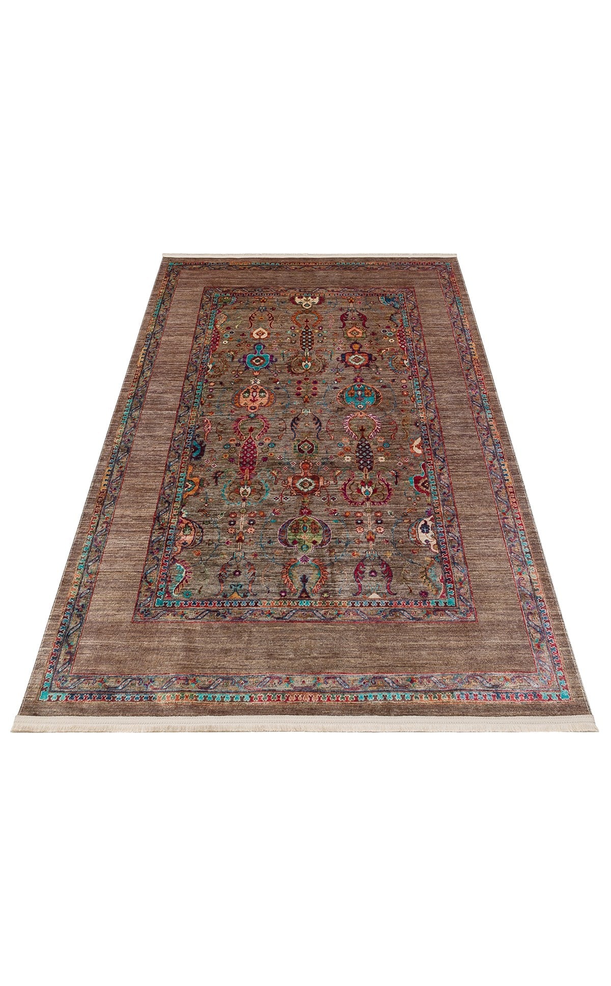 ANTIQUE ATK 07 OLIVE  Kolay kullanımlı Kaymaz Karabağ ve Antik Desenlere Sahip Yıkanabilir Makine Halısı