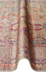 ANTIQUE ATK 07 OLIVE  Kolay kullanımlı Kaymaz Karabağ ve Antik Desenlere Sahip Yıkanabilir Makine Halısı
