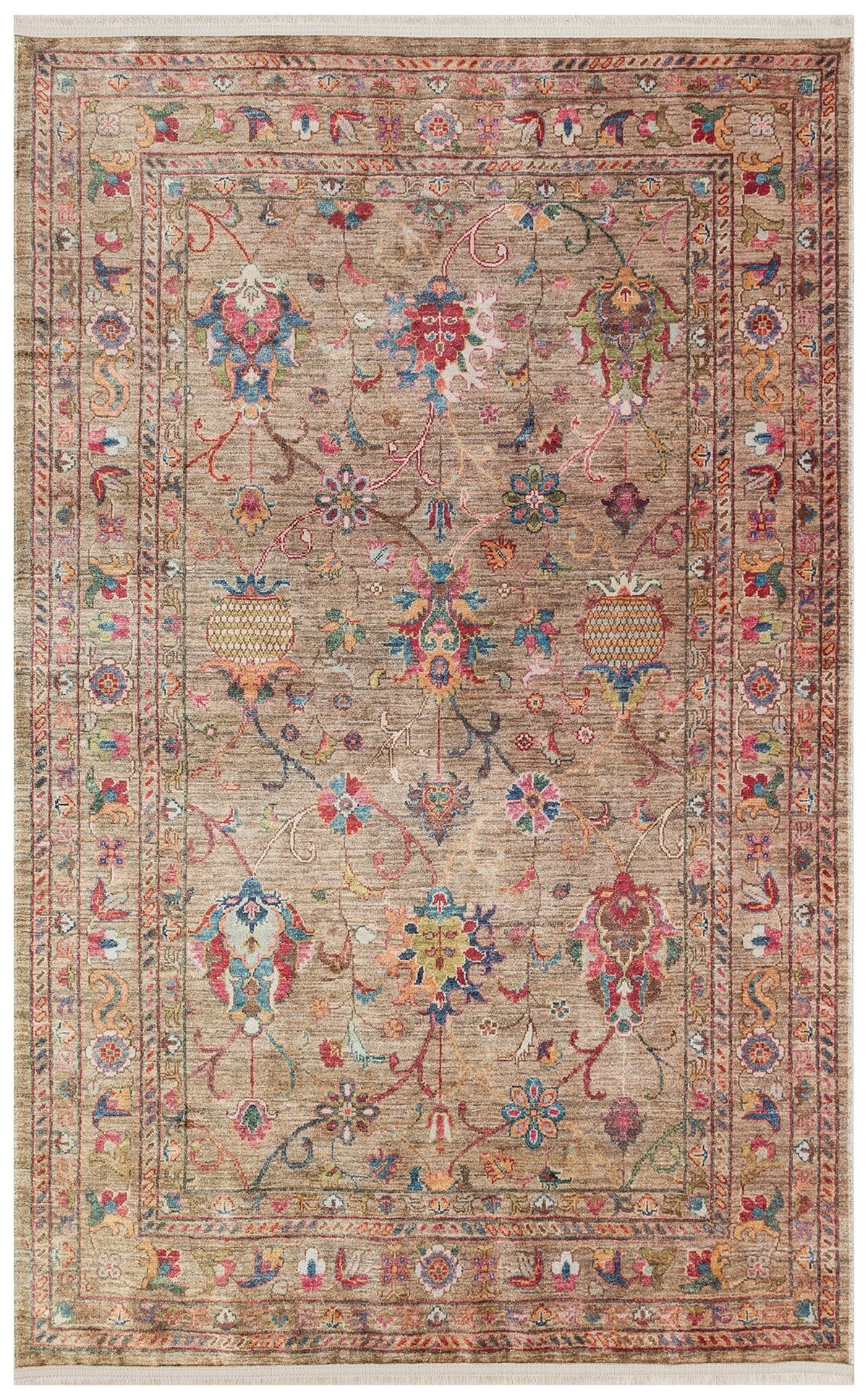ANTIQUE ATK 08 BEIGE  Kolay kullanımlı Kaymaz Karabağ ve Antik Desenlere Sahip Yıkanabilir Makine Halısı