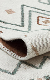ARYA AR 05 BEIGE BLUE  Yıkanabilir Çift Taraflı Modern Desenli Dokuma Kilim