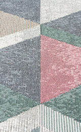 ARYA AR 10 BLUE PINK  Yıkanabilir Çift Taraflı Modern Desenli Dokuma Kilim