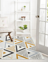 ARYA AR 18 YELLOW GREY  Yıkanabilir Çift Taraflı Modern Desenli Dokuma Kilim