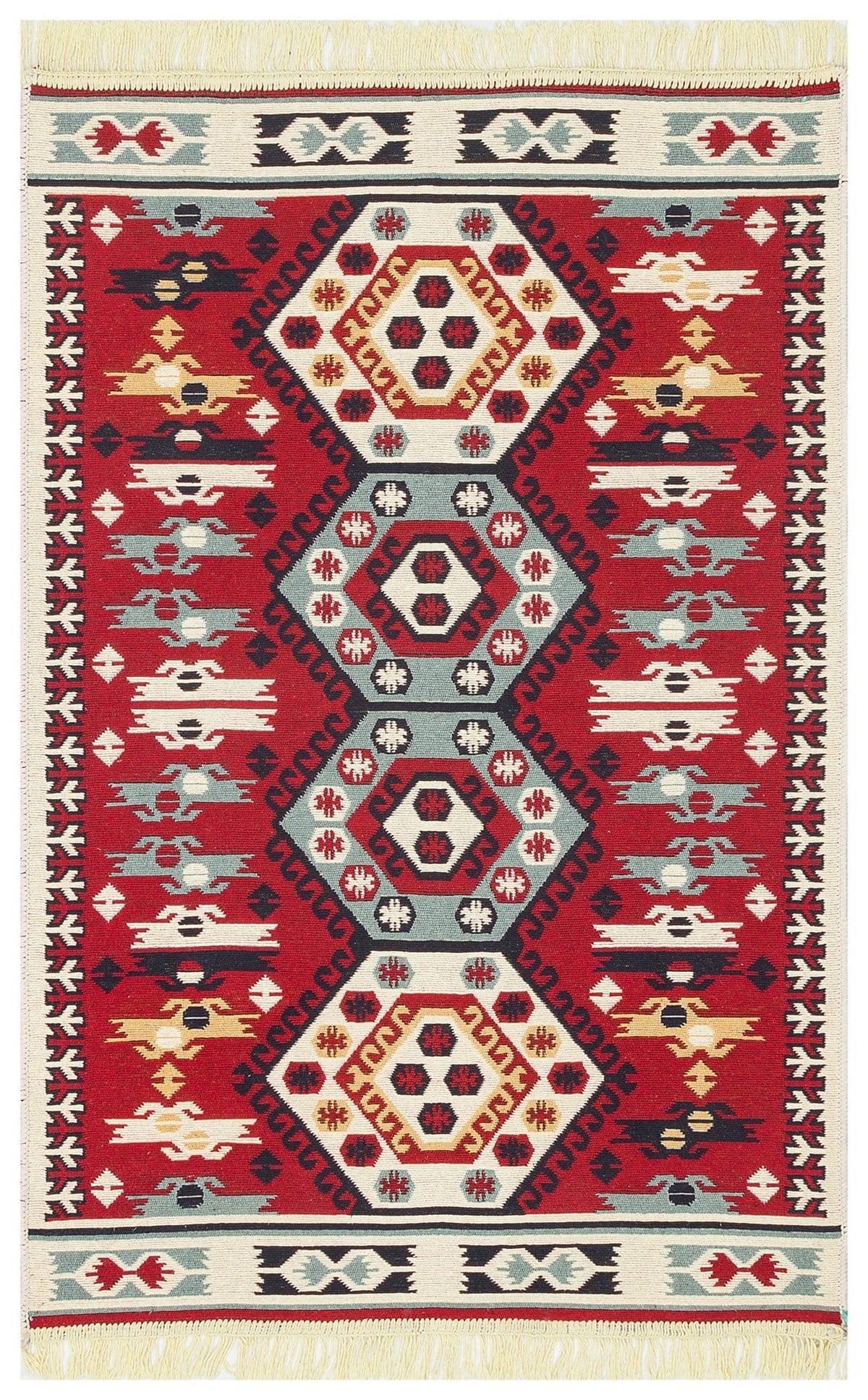 ARYA AR 30 RED  Yıkanabilir Çift Taraflı Modern Desenli Dokuma Kilim