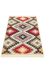 ARYA AR 33 RED  Yıkanabilir Çift Taraflı Modern Desenli Dokuma Kilim