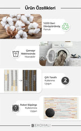 ARYA AR 34 MULTY  Yıkanabilir Çift Taraflı Modern Desenli Dokuma Kilim