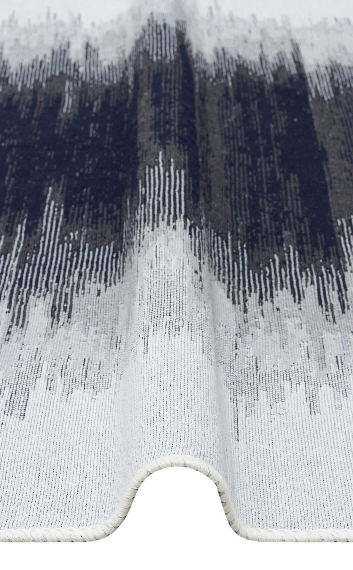 ARYA AR 40 BLACK WHITE  Yıkanabilir Çift Taraflı Modern Desenli Dokuma Kilim