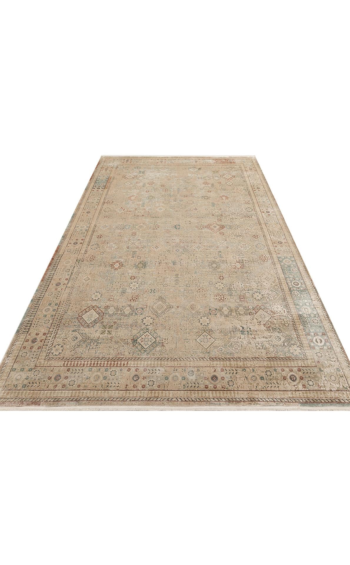 BABIL BBL 03 BEIGE  Yumuşak Dokulu Vintage Esintilere Sahip Over-dyed Sık Dokuma Salon Halısı
