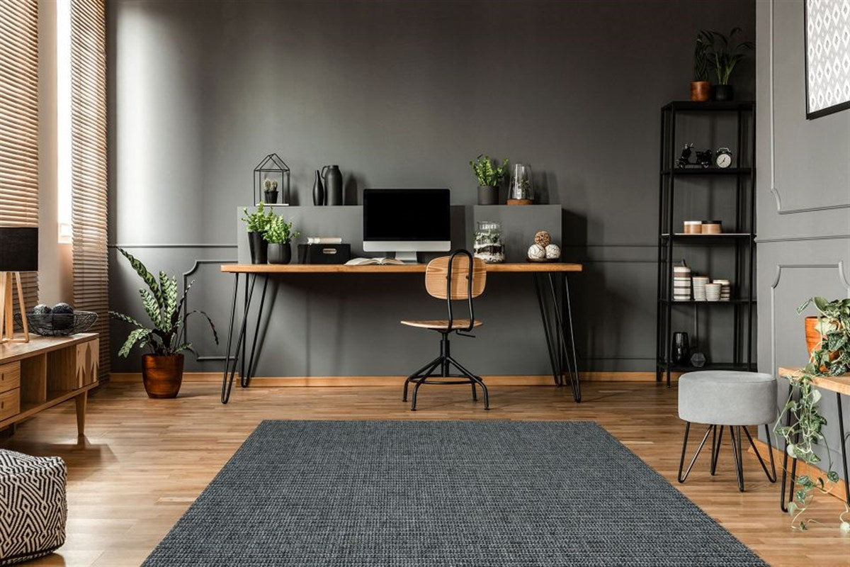 BROOKLYN BRK 01 ANTRASIT SILVER  Hasır Görünümlü Kaymaz Renkli Dokuma Modern Kilim