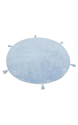 COTTON BOON CBN PLAIN BLUE Q  Yıkanabilir Kaymaz Tabanlı Naturel Pamuk Bebek Halısı