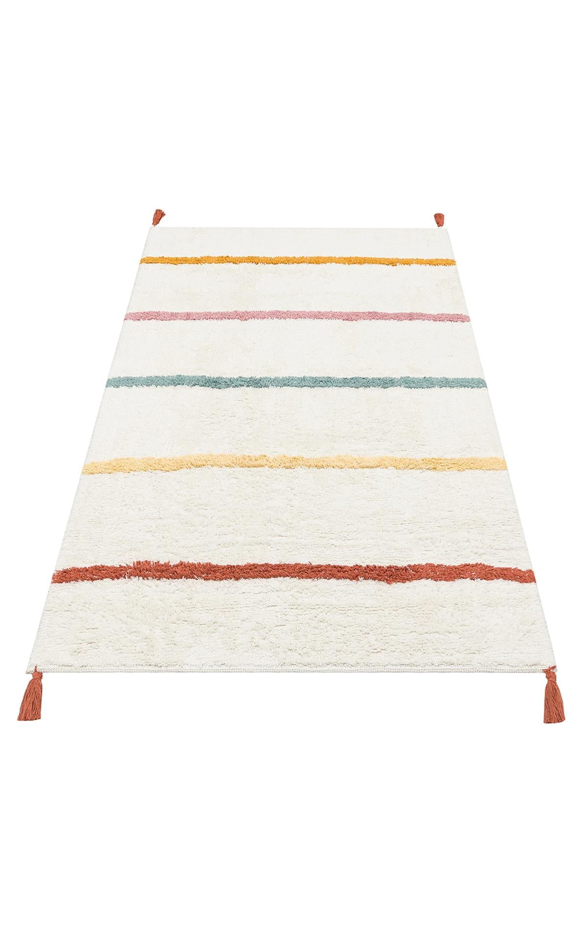 COTTON BOON XW CBN 01 MULTY XW  Yıkanabilir Kaymaz Tabanlı Naturel Pamuk Bebek Halısı