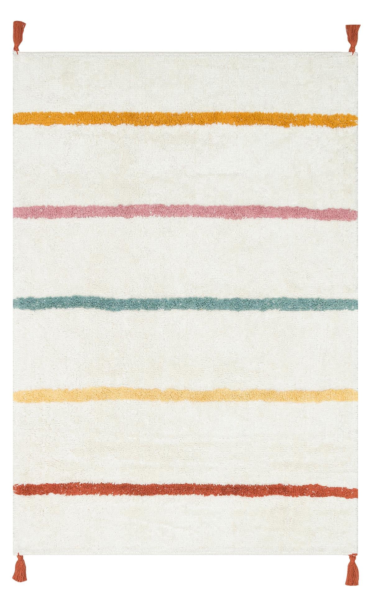 COTTON BOON XW CBN 01 MULTY XW  Yıkanabilir Kaymaz Tabanlı Naturel Pamuk Bebek Halısı