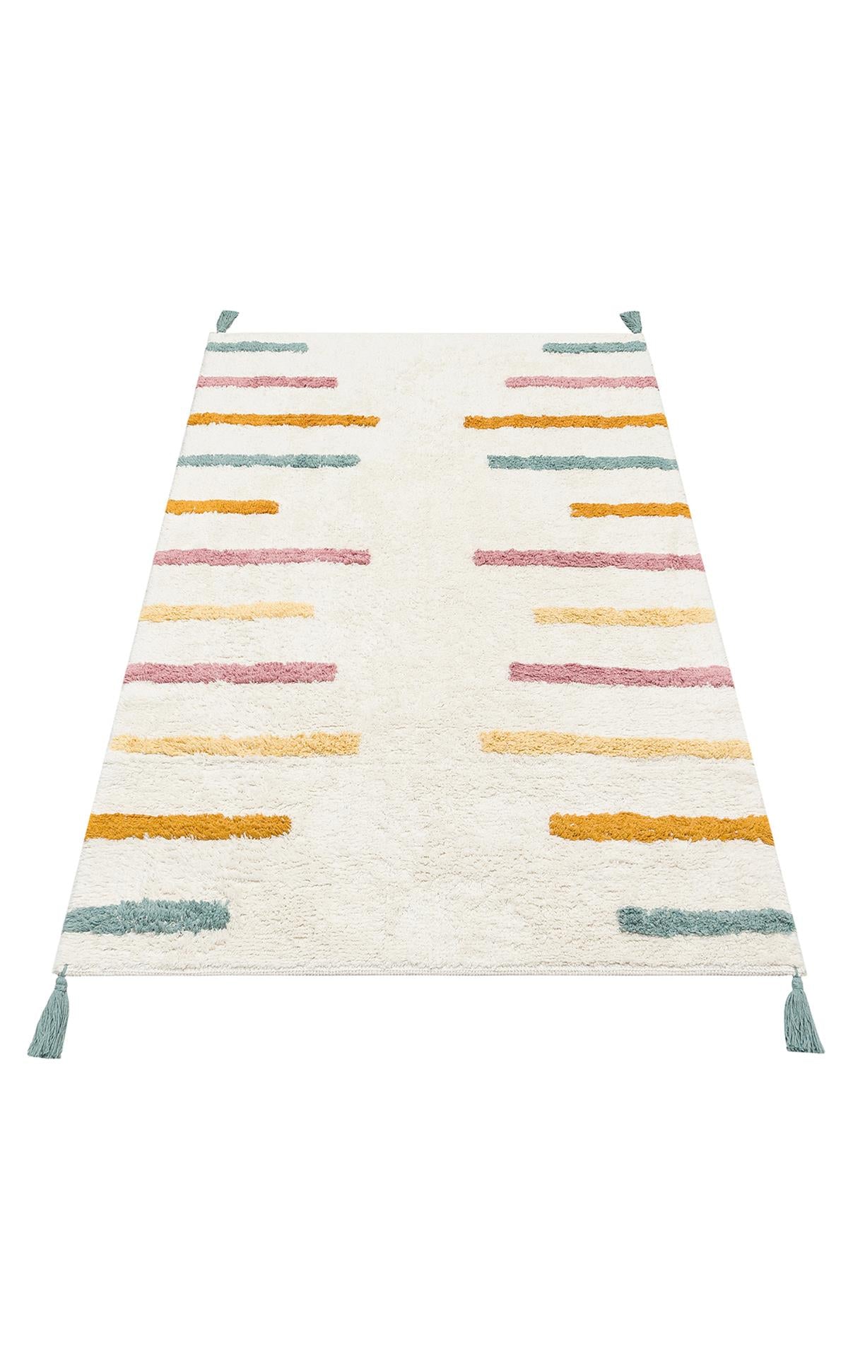COTTON BOON XW CBN 03 MULTY XW  Yıkanabilir Kaymaz Tabanlı Naturel Pamuk Bebek Halısı
