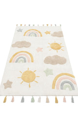 COTTON BOON XXW CBN 10 MULTY XXW  Yıkanabilir Kaymaz Tabanlı Naturel Pamuk Bebek Halısı