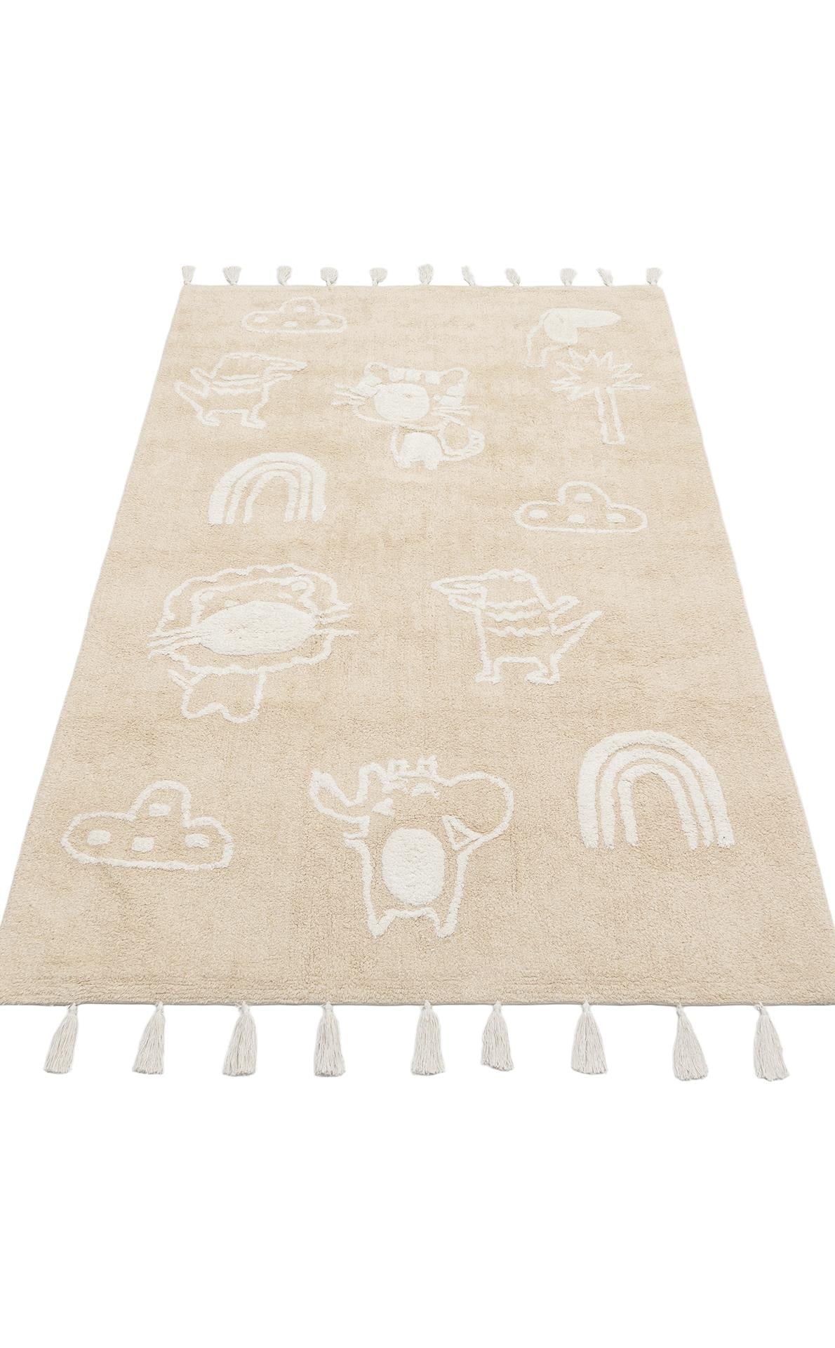 COTTON BOON XXW CBN 16 BEIGE XXW  Yıkanabilir Kaymaz Tabanlı Naturel Pamuk Bebek Halısı