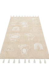 COTTON BOON XXW CBN 16 BEIGE XXW  Yıkanabilir Kaymaz Tabanlı Naturel Pamuk Bebek Halısı
