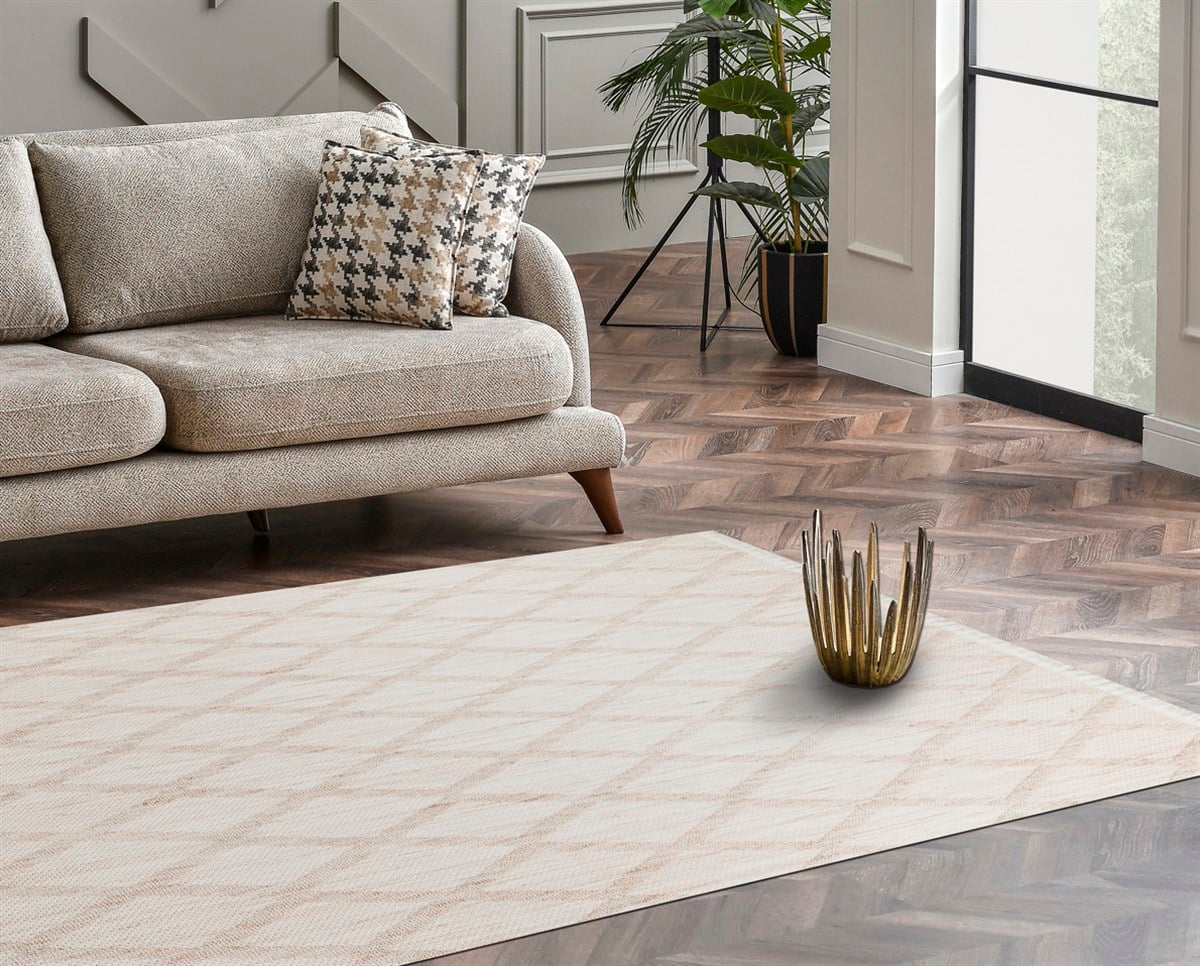COZY CZY 04 BEIGE  Hav Toz Vermez Modern Örgü Dokuma Makine Halısı