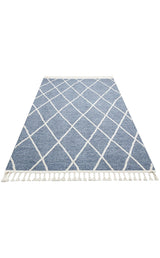 ETNA ETN 02 BLUE CREAM  Hav Toz Vermez Örgü Dokulu Modern Bukleli Makine Halısı