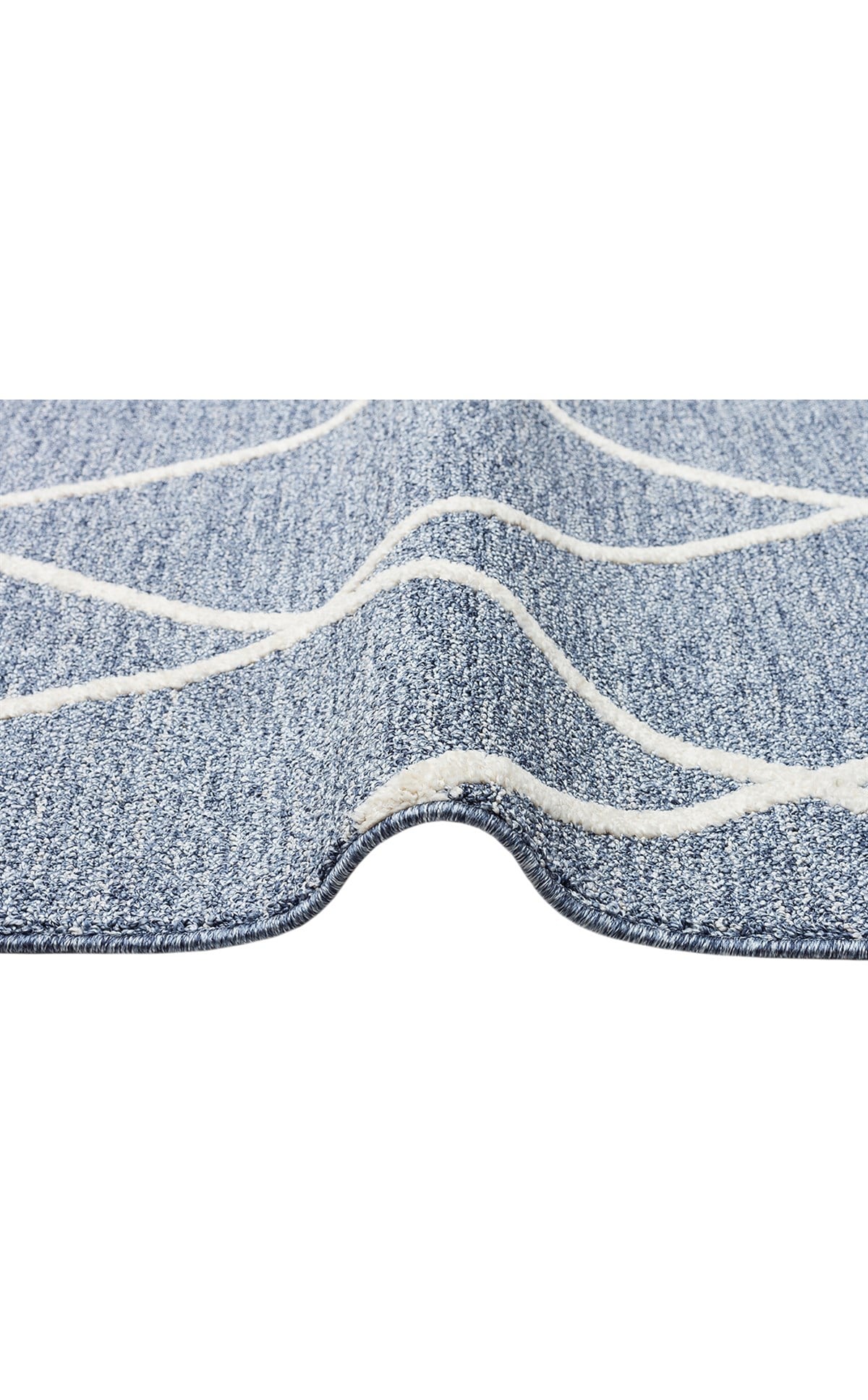 ETNA ETN 02 BLUE CREAM  Hav Toz Vermez Örgü Dokulu Modern Bukleli Makine Halısı