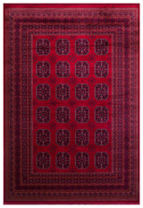 HERAT HER 02 RED  Afgan Desenli Viskon Sıkı Dokuma Kaymaz Tabanlı İnce Makine Halısı