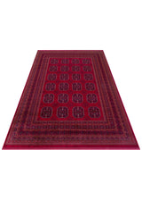 HERAT HER 02 RED  Afgan Desenli Viskon Sıkı Dokuma Kaymaz Tabanlı İnce Makine Halısı