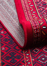 HERAT HER 02 RED  Afgan Desenli Viskon Sıkı Dokuma Kaymaz Tabanlı İnce Makine Halısı