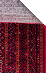 HERAT HER 02 RED  Afgan Desenli Viskon Sıkı Dokuma Kaymaz Tabanlı İnce Makine Halısı
