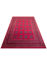 HERAT HER 02 RED  Afgan Desenli Viskon Sıkı Dokuma Kaymaz Tabanlı İnce Makine Halısı