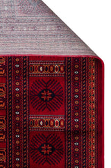 HERAT HER 03 RED  Afgan Desenli Viskon Sıkı Dokuma Kaymaz Tabanlı İnce Makine Halısı