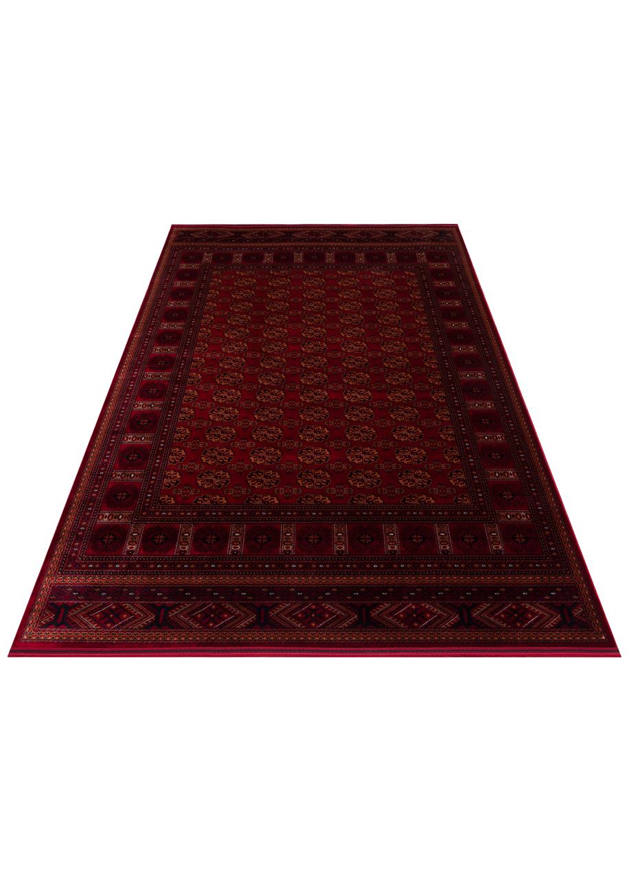 HERAT HER 03 RED  Afgan Desenli Viskon Sıkı Dokuma Kaymaz Tabanlı İnce Makine Halısı