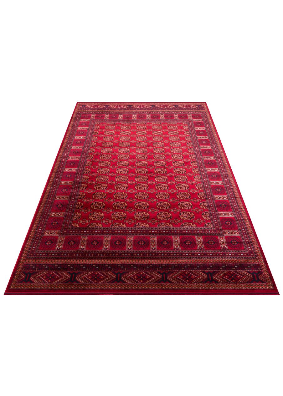 HERAT HER 03 RED  Afgan Desenli Viskon Sıkı Dokuma Kaymaz Tabanlı İnce Makine Halısı