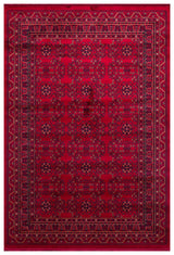 HERAT HER 04 RED  Afgan Desenli Viskon Sıkı Dokuma Kaymaz Tabanlı İnce Makine Halısı