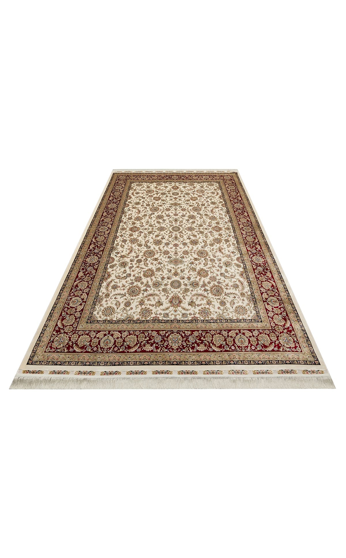 ISFAHAN ISF 03 CREAM RED  Klasik Desenli Yüksek Kalite Sık Dokuma Makine Halısı