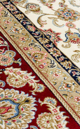 ISFAHAN ISF 03 CREAM RED  Klasik Desenli Yüksek Kalite Sık Dokuma Makine Halısı
