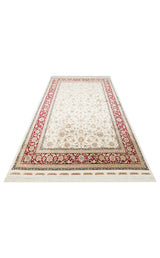 ISFAHAN ISF 03 CREAM RED  Klasik Desenli Yüksek Kalite Sık Dokuma Makine Halısı