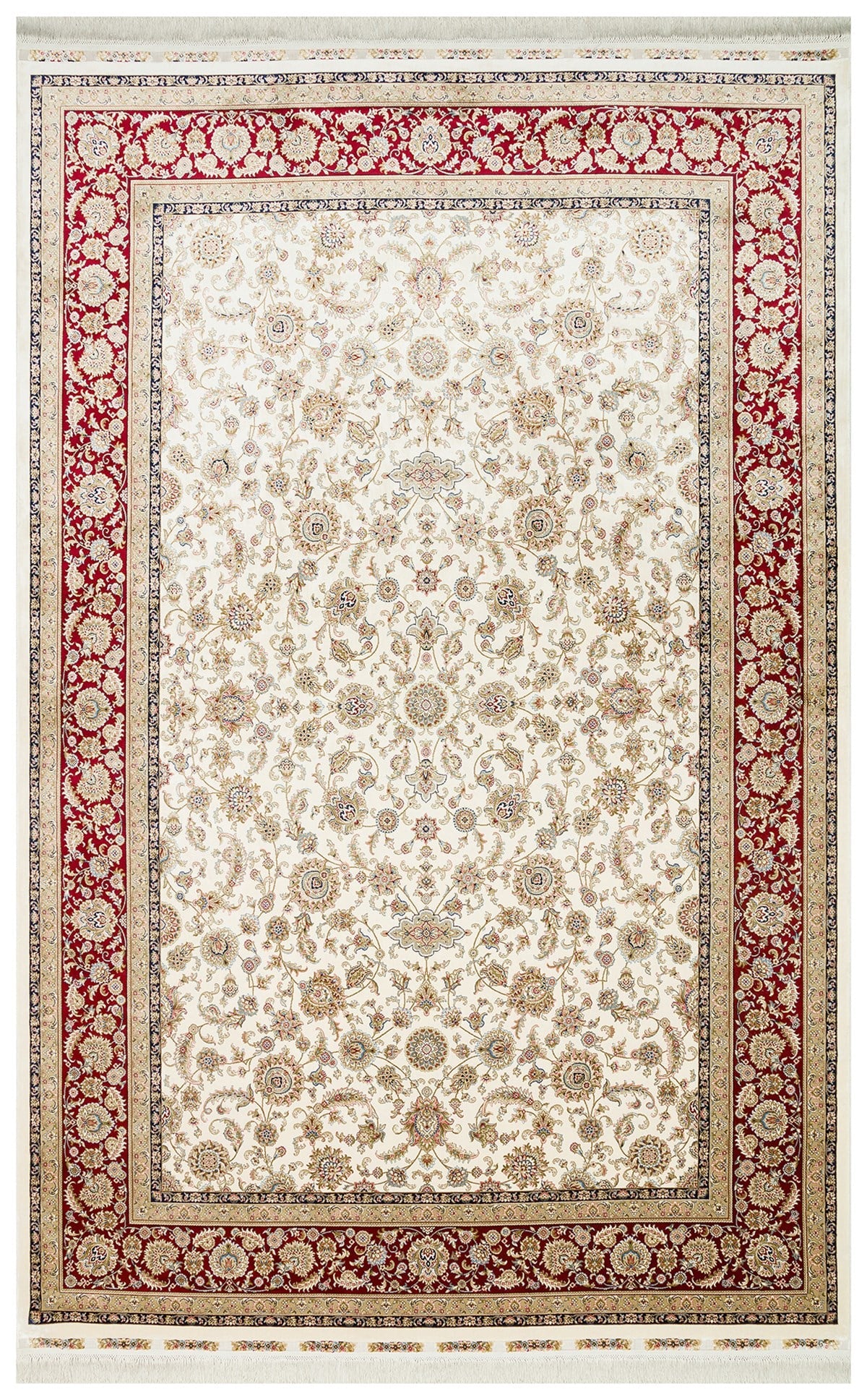 ISFAHAN ISF 03 CREAM RED  Klasik Desenli Yüksek Kalite Sık Dokuma Makine Halısı