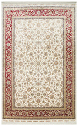 ISFAHAN ISF 03 CREAM RED  Klasik Desenli Yüksek Kalite Sık Dokuma Makine Halısı