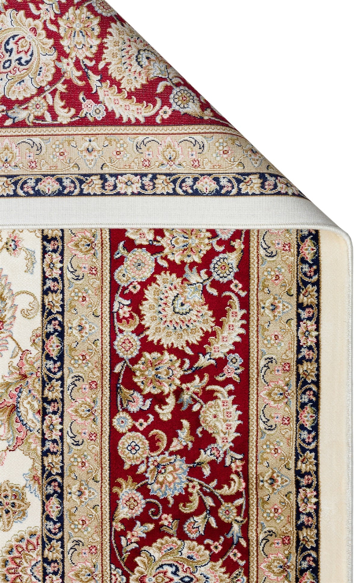 ISFAHAN ISF 03 CREAM RED  Klasik Desenli Yüksek Kalite Sık Dokuma Makine Halısı