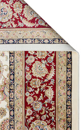 ISFAHAN ISF 03 CREAM RED  Klasik Desenli Yüksek Kalite Sık Dokuma Makine Halısı