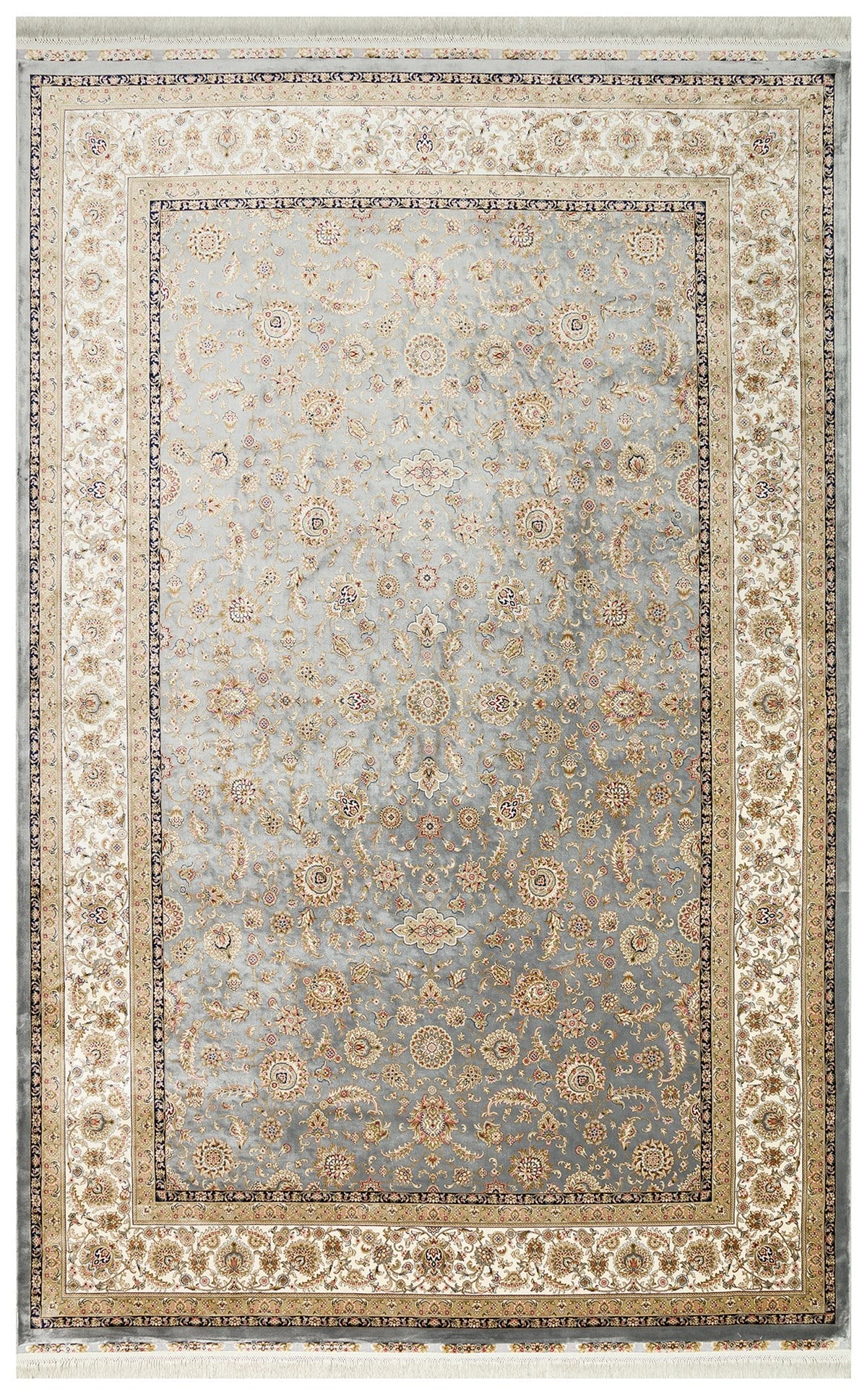 ISFAHAN ISF 03 GREY CREAM  Klasik Desenli Yüksek Kalite Sık Dokuma Makine Halısı