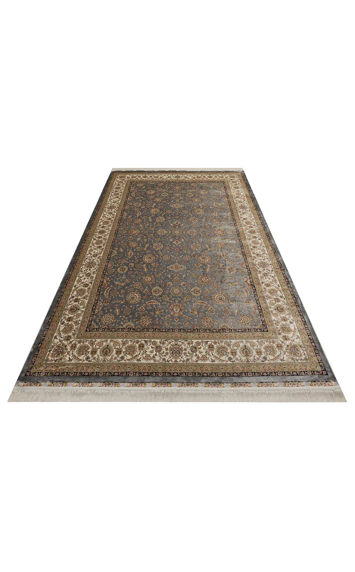 ISFAHAN ISF 03 GREY CREAM  Klasik Desenli Yüksek Kalite Sık Dokuma Makine Halısı