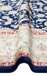 ISFAHAN ISF 03 NAVY CREAM  Klasik Desenli Yüksek Kalite Sık Dokuma Makine Halısı